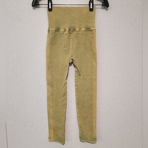 Free People Movement 7/8 Happiness Runs Ribbed Leggings Medium Sparkling Citrus